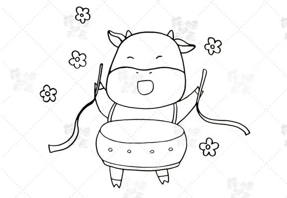 学画8只小牛的简笔画,简单又可爱