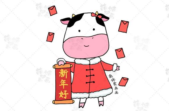 学画8只小牛的简笔画,简单又可爱
