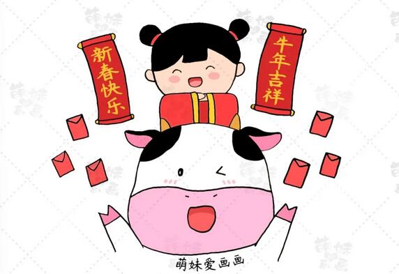 学画8只小牛的简笔画,简单又可爱
