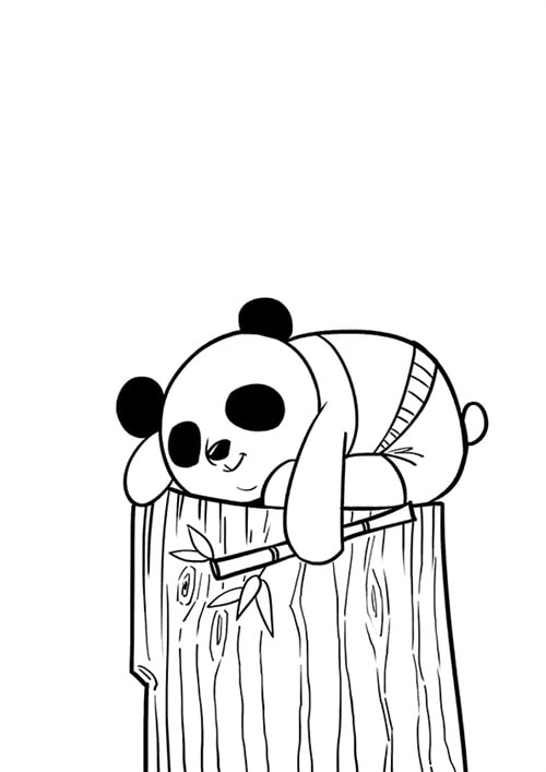 大熊猫简笔画《黑白的我,彩色的梦》
