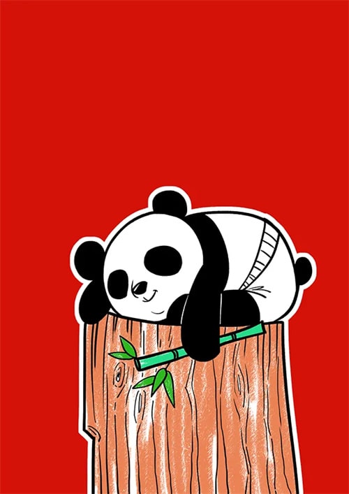 大熊猫简笔画《黑白的我,彩色的梦》