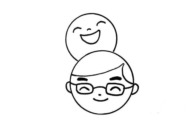 父亲节简笔画,快乐的父子俩