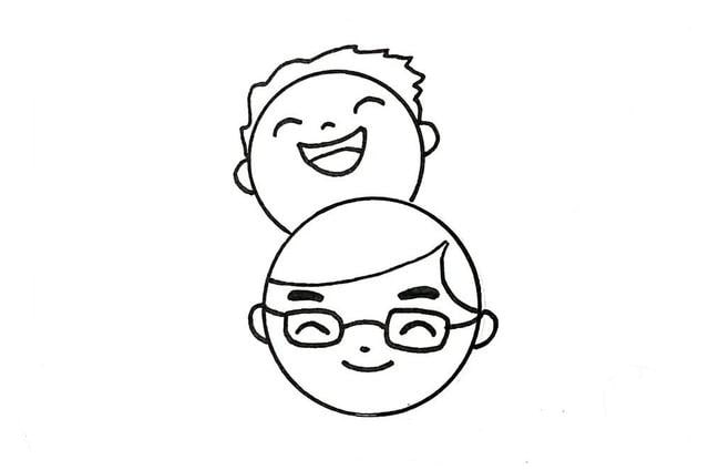 父亲节简笔画,快乐的父子俩