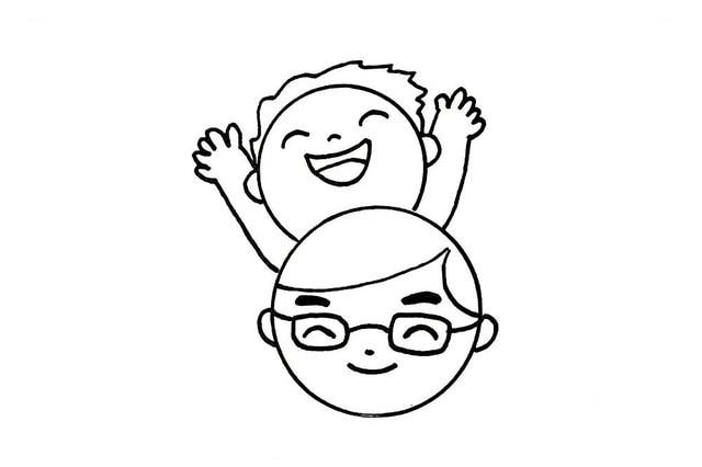 父亲节简笔画,快乐的父子俩