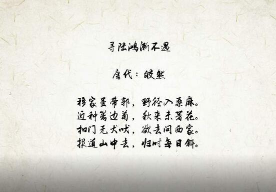 寻陆鸿渐不遇翻译