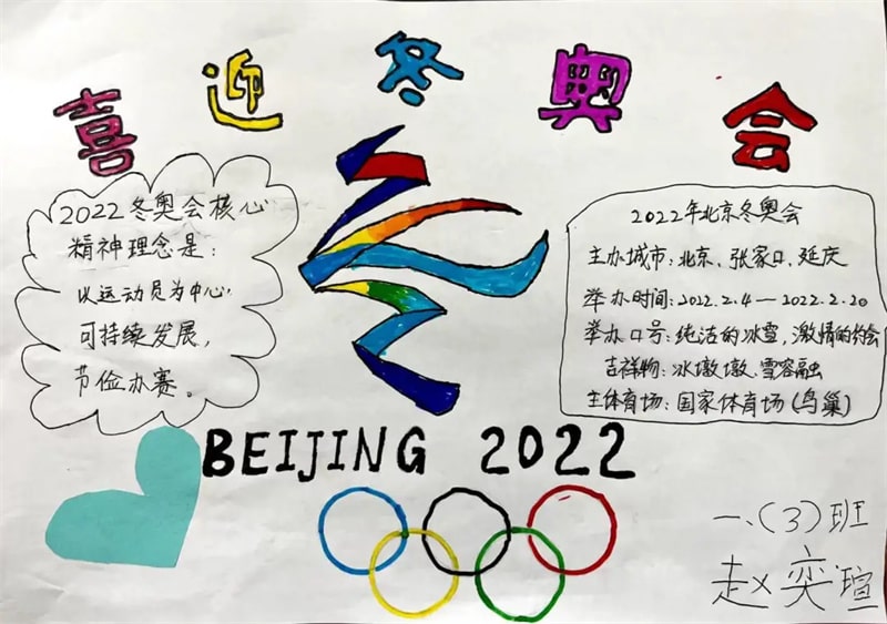 一年级北京冬奥会手抄报图片